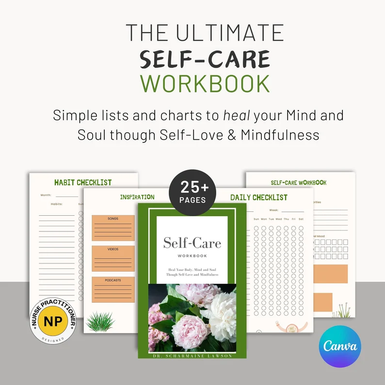 Self Care Journal, Self Care Kit, Self Care Workbook, Self Care Worksheet, Wellness Planner, Mental Health Journal, Mood Tracker, Workbook