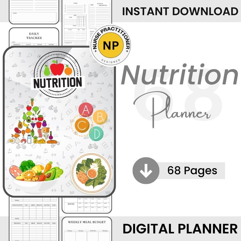 Nutrition Planner / Nutrition Journal / Food Planner / Nutrition Health Wellness Printables / Digital Planner/ INSTANT DOWNLOAD/ Nutrition