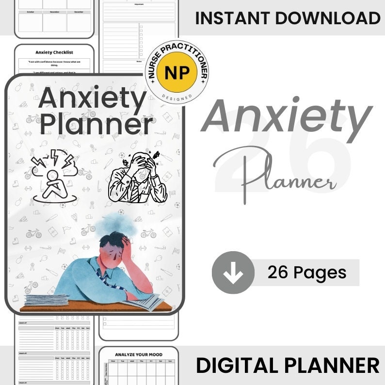 Anxiety Planner / Medication And Habit Tracker / Printable Planner Digital Planner / Mental Health Planner/ INSTANT DOWNLOAD/ Mental Health