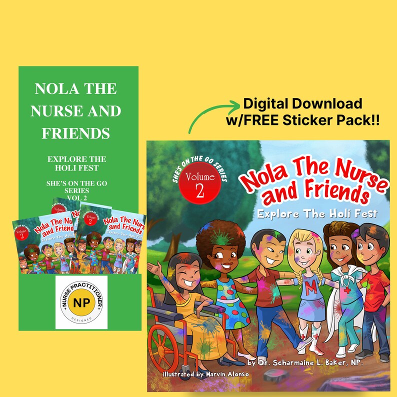 Children's Nurse Book | Holi| Printable Kid Book | Holi Festival | Elementary Homeschool Reading |Digital Sticker Pack | INSTANT DOWNLOAD