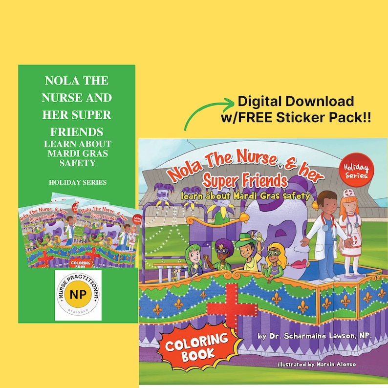 Children's Coloring Book | Mardi Gras| Printable Kid Book | Kid Safety | Elementary Homeschool |Digital Sticker Pack | INSTANT DOWNLOAD
