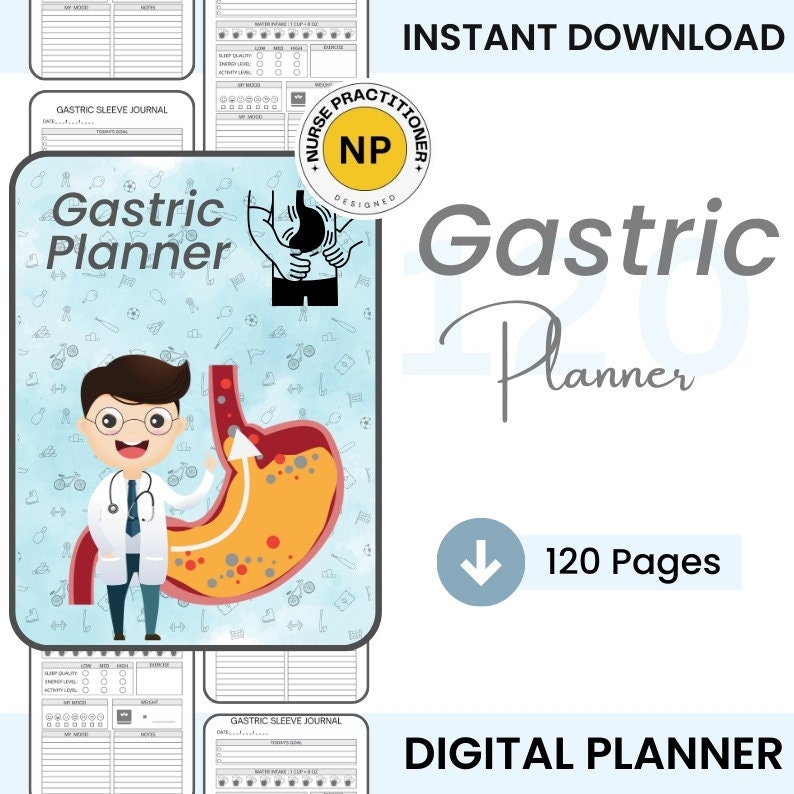 Gastric Sleeve Journal Printable / Bariatric Surgery Planner / Water intake / Medications Tracker / Instant Download / Digital Planner