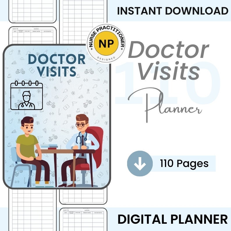 Doctor Visits Tracker / Printable Planner / Health Planner / Wellness Tracker / Weight loss / Medical / 2024 Planner/ INSTANT DOWNLOAD