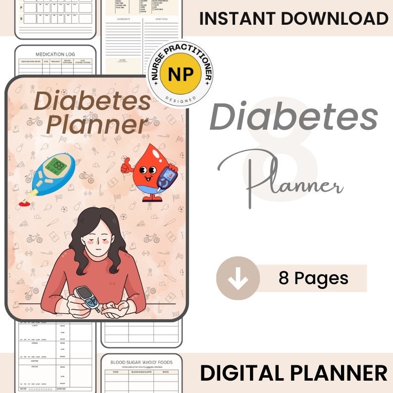 Diabetes Planner / Digital Planner / Medication Tracker / Diabetes Treatment Organizer / Medical Log / Blood Sugar/INSTANT DOWNLOAD/Diabetic